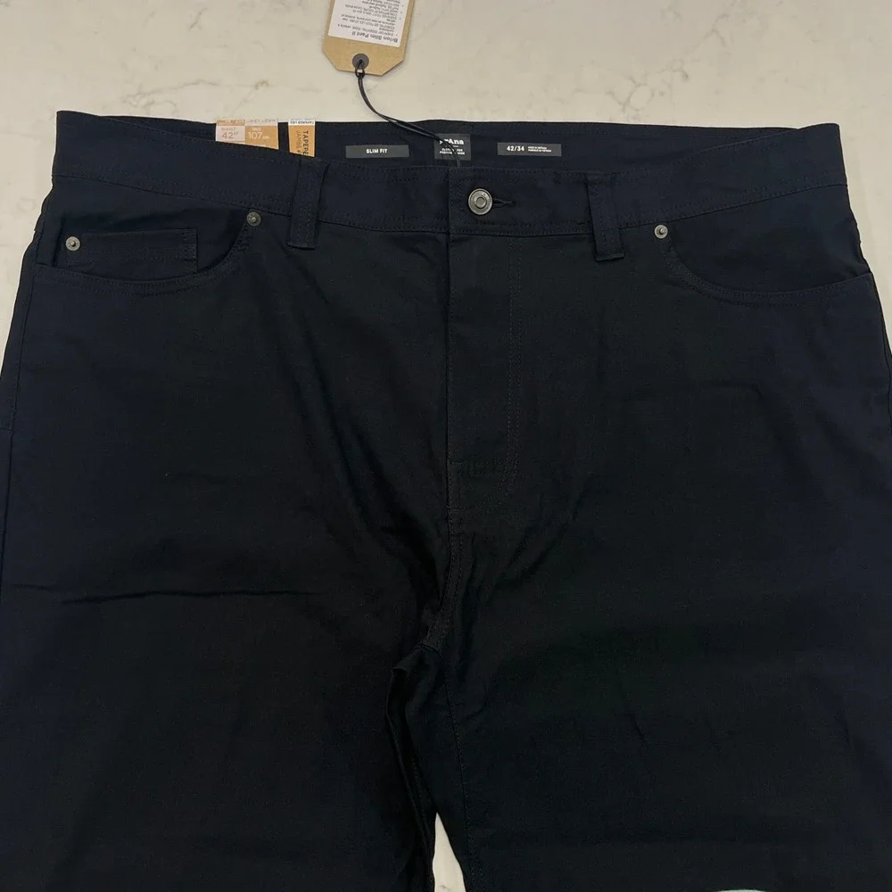 prAna NEW Brion Slim Pant II Mens 42x34 Black Water Repellent Hiking Gorpcore
